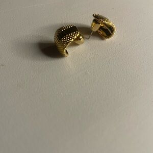 Huggie style Gold Textured Earrings